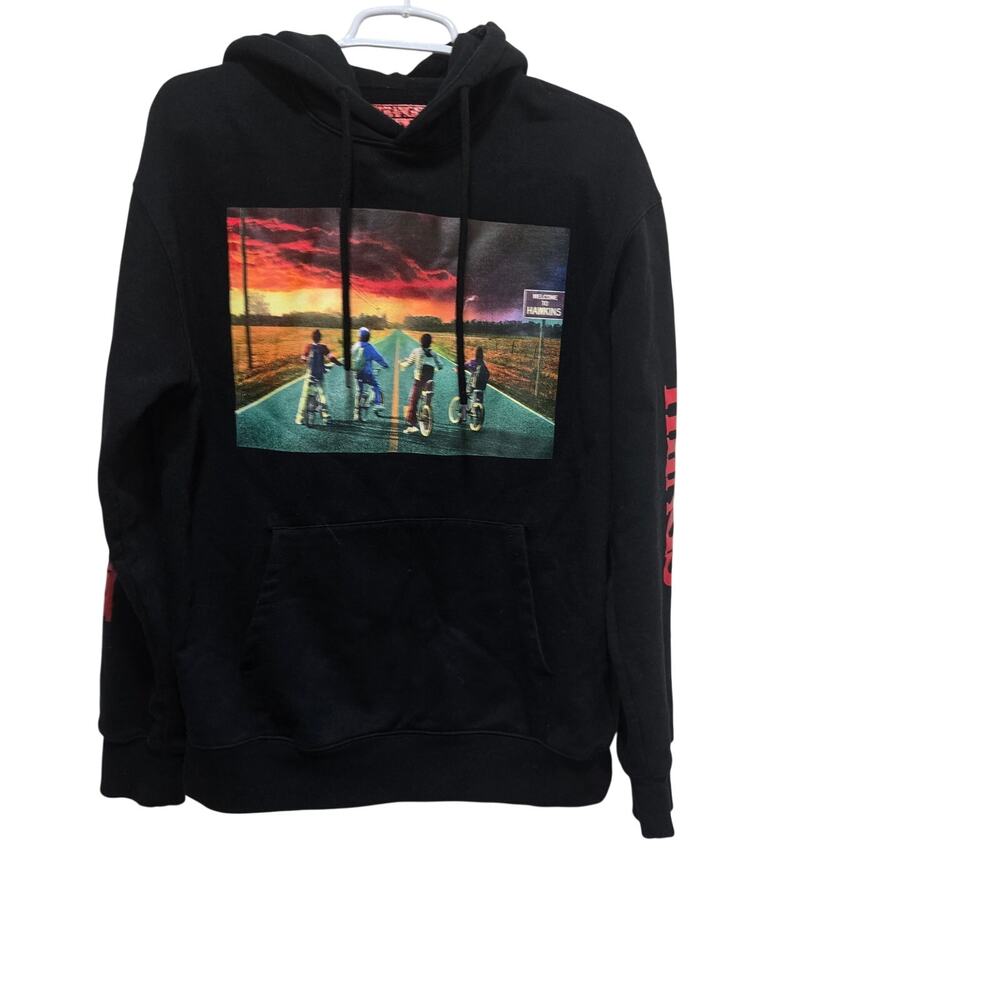 Stranger Things Netflix Small Black Upside Down Graphic Hoodie